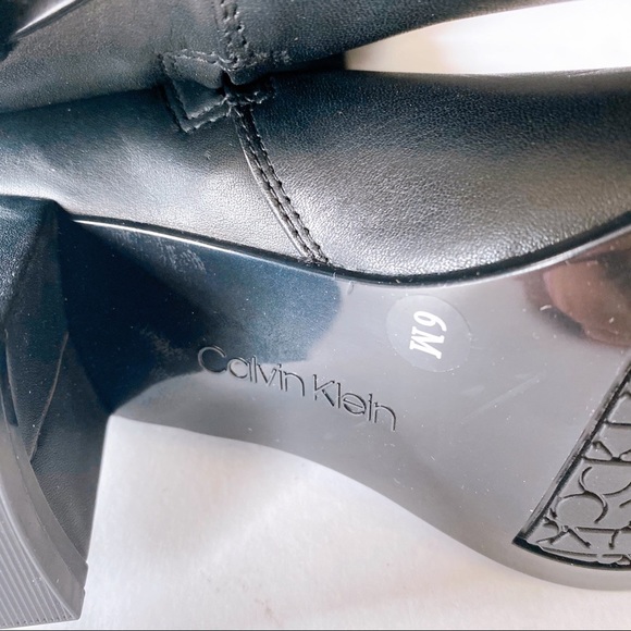 Calvin Klein Frieda Knee High Black Leather Boots - Picture 7 of 7